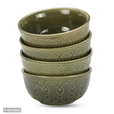 Hand Glazed Ceramic Embossed Serving Bowl Set of 4-thumb0