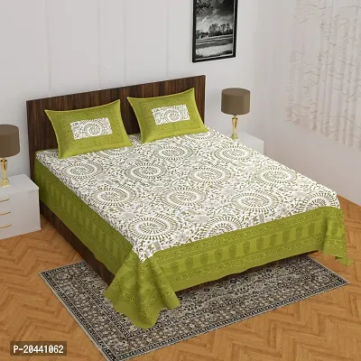 Comfortable Cotton Printed King Bedsheet with Pillow Covers-thumb0