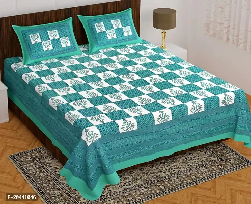 Comfortable Cotton Printed King Bedsheet with Pillow Covers-thumb0