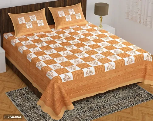 Comfortable Cotton Printed King Bedsheet with Pillow Covers-thumb0