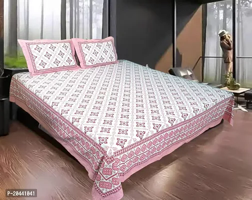 Comfortable Cotton Printed King Bedsheet with Pillow Covers