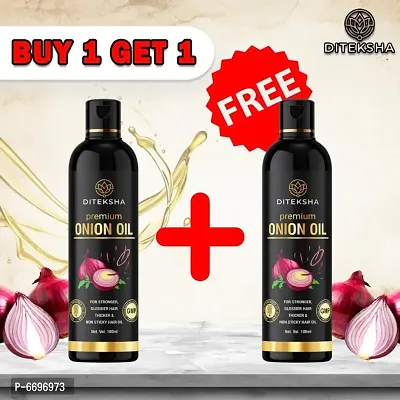 DITEKSHA Premium Onion Oil For Stronger Glossier Hair Thickerand Non Sticky Hair oil | Buy 1 Get 1 Free-(100 ml)-thumb0