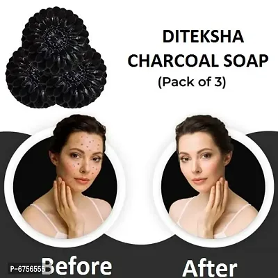 Activated Charcoal Bath Soap for Deep Clean and Anti-pollution Effect-Pack of-(3)-(300 gm)-thumb0