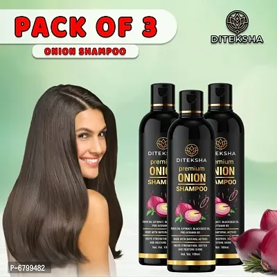 DITEKSHA Onion Hair Fall Shampoo for Hair Growth  Hair Fall Control, with Onion Oil ( pack of 3 ) (100ml)