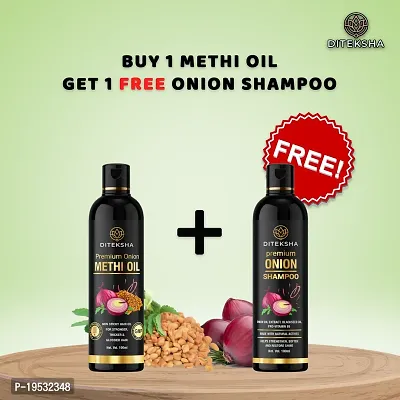 DITEKSHA Onion Methi oil For Hair Fall Control, Hair Growth,Hair Regrowth,+ Onion shampoo free ( buy 1 get 1 free )