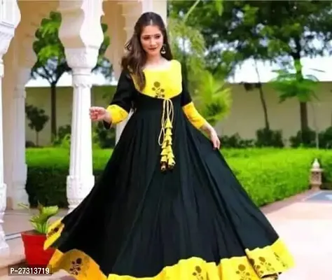 Stylish Black Rayon Anarkali Kurti For Women-thumb0