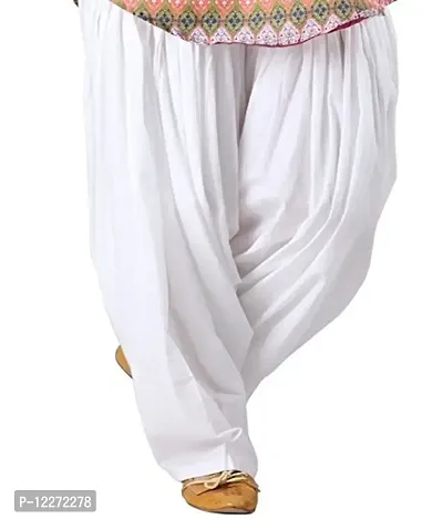 White Full Punjabi Patiala 100% Cotton Bottom Salwar for Kurta Top Free Size Pant