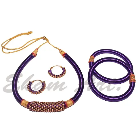 Mothers Day Jhumka Silk Necklace Sets with Bangles