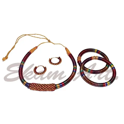 Women Accessories Bangles Silk Thread Necklace Sets Gift for Mother