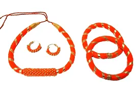 Orange Color Necklace Set/Silk Thread Jewellery Necklace Sets-thumb2