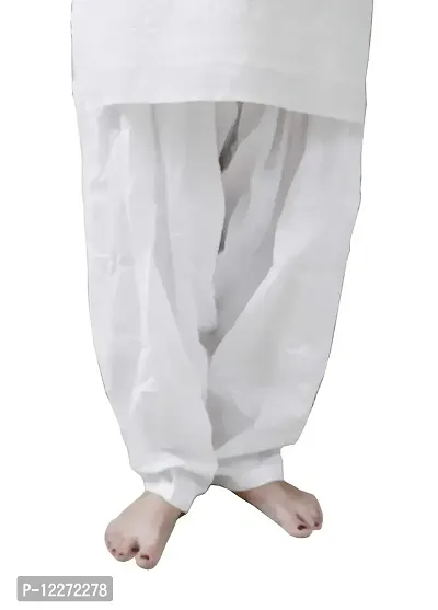 White Full Punjabi Patiala 100% Cotton Bottom Salwar for Kurta Top Free Size Pant-thumb2