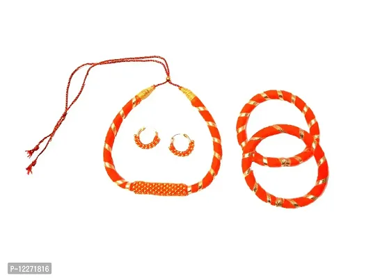 Orange Color Necklace Set/Silk Thread Jewellery Necklace Sets-thumb0