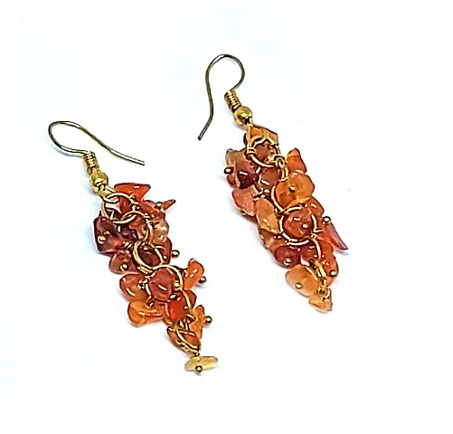 Astroghar Carnelian Crystal Plated Tops Jhumka Earring Pair For Women And Girls