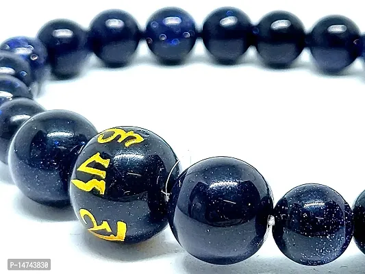 ASTROGHAR Natural Blue Gold Stone Om Mani Padme Hum Engraved Men  Women Bracelet For Reiki Healing-thumb2