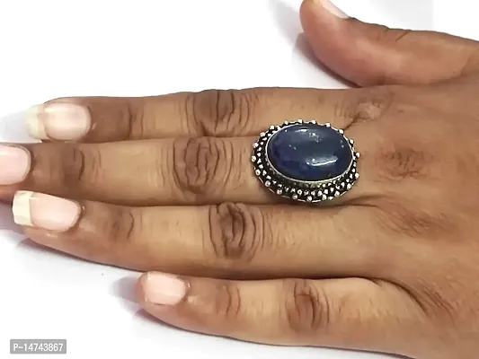Astroghar Natural lapis Lazuli Oval Shaped Crystal Ring For Women And Men For Reiki Chakra Healing-thumb2