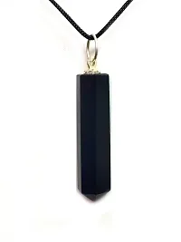 Astroghar Natural Black Agate Crystal Pencil Shaped Protection Pendant For Men  Women-thumb1