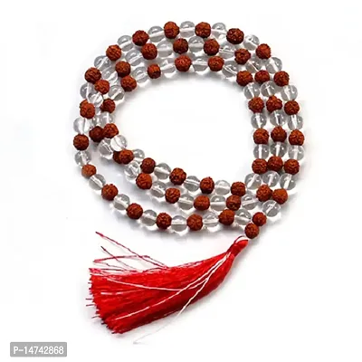 ASTROGHAR Rudraksh And Crystals 8 mm 108 Beads Japa Mala Rosary Necklace For Men And Women-thumb0