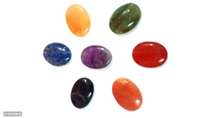 Astroghar 7 Chakra Gemstone Oval Palm Stone Set