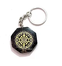 ASTROGHAR Shri yantra Laxmi Yantra Black Tourmaline Crystal Chips Orgone key Chain key Ring-thumb1