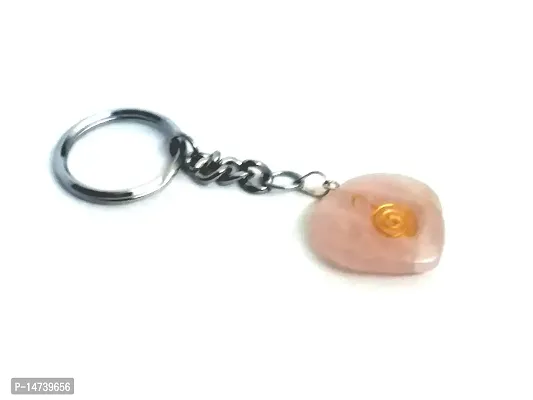 Astroghar Natual Rose Quartz cho ku rei Reiki Power Symbol Engraved Key Chain Key Ring-thumb2