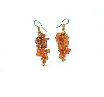 Astroghar Natural Carnelian Crystal Gold Plated Tops Jhumka Earring Pair For Women And Girls-thumb2