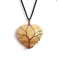 ASTROGHAR Natural Yellow Aventurine Tree Of Life Heart Shaped y Pendant For Men And Women-thumb1