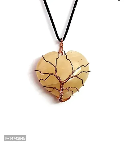 ASTROGHAR Natural Yellow Aventurine Tree Of Life Heart Shaped y Pendant For Men And Women-thumb2