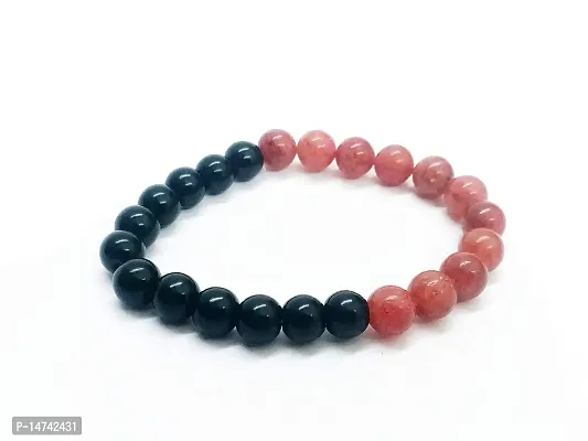 Astroghar Strawberry Quartz  Black Onyx 8 mm Stretch Bracelet for Men  Women-thumb2