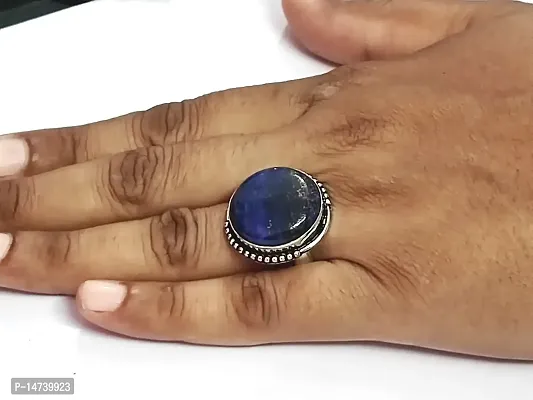 Astroghar Natural lapis Lazuli Round Shaped Crystal Ring For Women And Men For Reiki Chakra Healing-thumb2