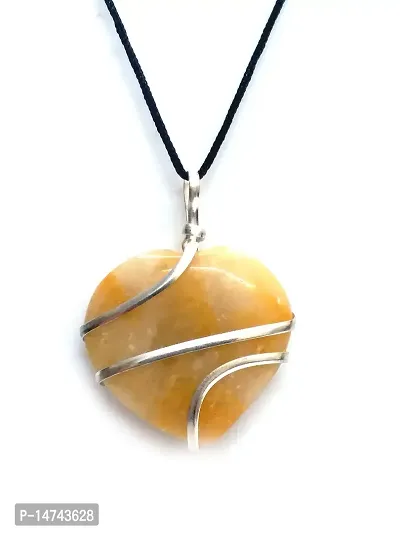 Astroghar Natural Yellow Aventurine Heart Shaped Wire Wrapped Crystal Pendant for Men  Women