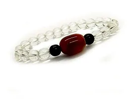 Astroghar Red sulemani hakik King Agate Clear Quartz Crystal stretch bracelet-thumb2