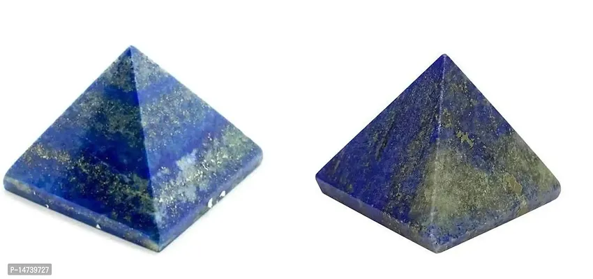 Astroghar Set of 2 Natural Lapis Lazuli Crystal 25 MM Pyramids for Reiki Healing and Crystal Healing-thumb0