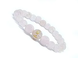 Tibetan Buddhist Auspicious Rose Quartz Om Mani Padme Hum Mantra Engraved Charm Stretch Bracelet For Men And Women-thumb1