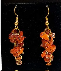 Astroghar Natural Carnelian Crystal Gold Plated Tops Jhumka Earring Pair For Women And Girls-thumb1