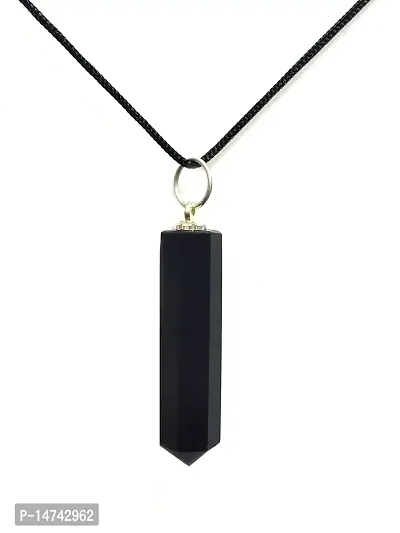 Astroghar Natural Black Agate Crystal Pencil Shaped Protection Pendant For Men  Women