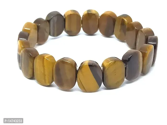 Astroghar Natural Tiger Eye Crystals 10 mm Oval Stretch Bracelet for Men and Women