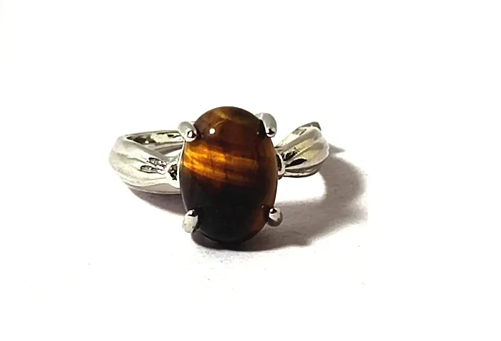 ASTROGHAR Tiger Eye Oval Crystal 18 Number Size Stone Ring For Men And Women