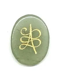 Astroghar Set of Zibu Prosperity Angel Symbol Engraved Natural Green Aventurine Crystal Cabochon and Golden Pyrite Raw Chunk Prosperity Crystal-thumb1