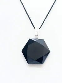 Astroghar Black Onyx David Star Shaped Crystal Black Pendant for Men and Women-thumb1