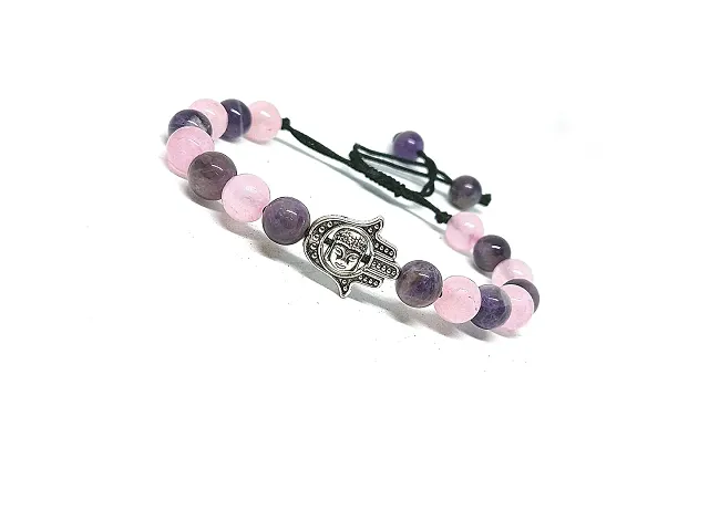 ASTROGHAR Quartz And Amethyst Crystals Buddha Hand Of God Bracelet For Men And Women