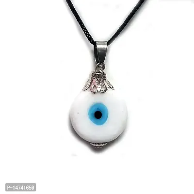 Astroghar White Evil Eye Lucky Charm Protection Pendant Locket Amulet For Men And Women