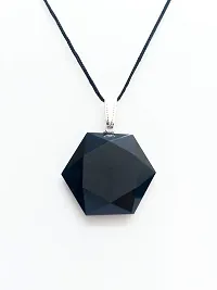 Astroghar Black Onyx David Star Shaped Crystal Black Pendant for Men and Women-thumb2