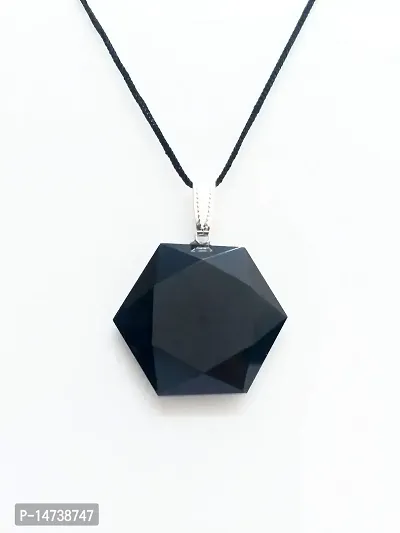 Astroghar Black Onyx David Star Shaped Crystal Black Pendant for Men and Women-thumb3