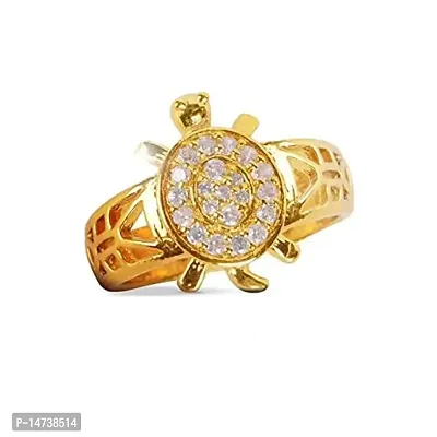 Astroghar Ashta Dhatu Tortoise Meru Jircon Finished Golden Polished Ring for Men and Women-thumb0