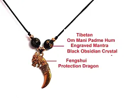ASTROGHAR Tibetan Auspicious Om Mani Padme Hum Mantra Engraved Black Obsidian Crystals And Feng shui Dragon Pendant For men And Women-thumb1