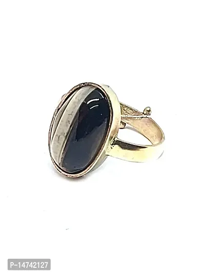 Astroghar Black Sulemani Akik Hakik Crystal Adjustable Free Size Brass Ring For Unisex