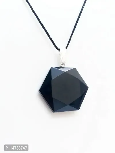 Astroghar Black Onyx David Star Shaped Crystal Black Pendant for Men and Women