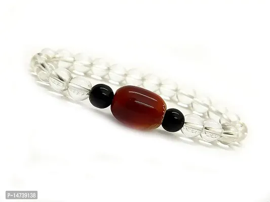 Astroghar Red sulemani hakik King Agate Clear Quartz Crystal stretch bracelet-thumb0