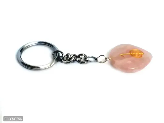 Astroghar Natual Rose Quartz cho ku rei Reiki Power Symbol Engraved Key Chain Key Ring