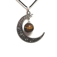 ASTROGHAR Natural Tiger Eye Crystal Half Moon Pendant For Men and Women-thumb1